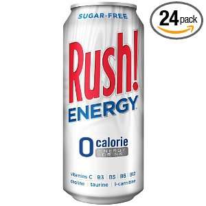 Rush Sugar Free Energy Drink, Citrus Flavored, 16 Ounce Cans (Pack of 