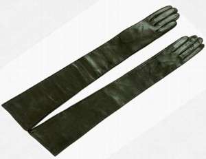 85cm(33.5) 100% Real leather black long opera gloves  