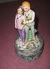 Vintage Porcelain Couple Man Woman Music Box Love Story