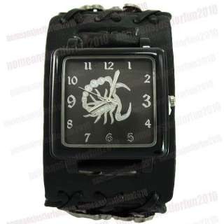 Quartz Scorpion Rivet Faux Leather wrist watch M415B  