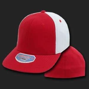    RED WHITE BASEBALL FLEX FIT FITTED CAP HAT 