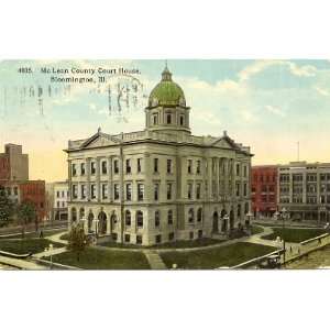1915 Vintage Postcard McLean County Court House   Bloomington Illinois