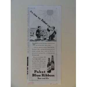 Papst Blue Ribbon Beer and Ale. Vintage 30s print ad. (ball game/its 