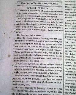 THE CONSPIRATORS Mary Surratt Lincoln Murder Newspaper  