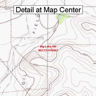   Topographic Quadrangle Map   Big Lake SW, Texas (Folded/Waterproof