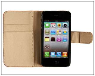 Wallet Leather Case Credit ID Card slot Holder Cover Pouch F iPhone 4 