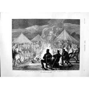  1876 PRINCE WALES TERAI CAMP FIRE THIBETANS DANCING
