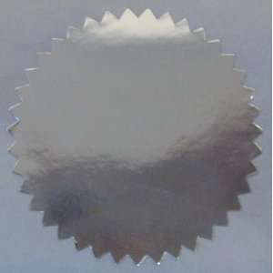   Serrated Edge, Shiny Silver Foil Seals, Roll of 1,000