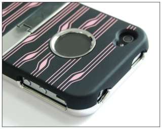 Luxury Wave Hard Case Cover Chrome Stand Rubberized Clip IPHONE 4 