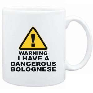    Mug White  WARNING  DANGEROUS Bolognese  Dogs