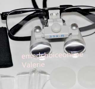 Dental Surgical Binocular Loupes 3.5X 420mm Optical Glass Loupe & LED 