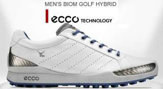 Brand New ECCO Biom Hybrid MENS Golf Shoes White Royal US 8   8.5 EU 