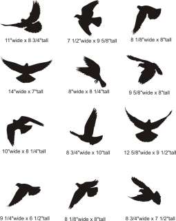 Flying Doves Birds Silhouette Wall Words Decals Stckers  