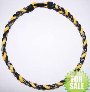   Ionic Titanium Baseball Sports goods Tornado Necklace Black&Yellow 20