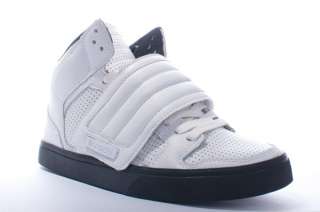 NEW MENS RADII TIMELESS DELUXE BLACK WHITE PERFORATED MID TOP SNEAKERS 