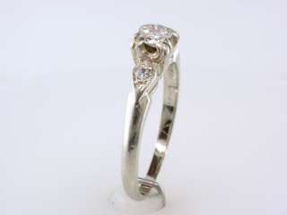 Antique Deco Genuine Diamond .30ct 14K White Gold Engagement Wedding 