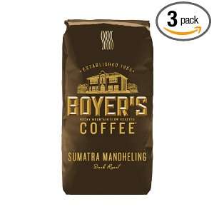 Boyers Coffee Sumatra Mandheling, 12 Ounce Bags (Pack of 3)  