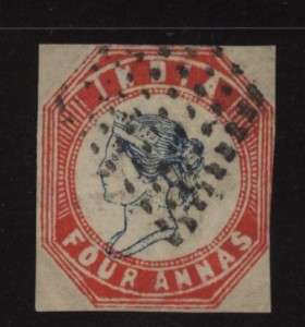 INDIA 4 ANNA LITHO OF 1854    DEEP RED ATTRACTIVE  
