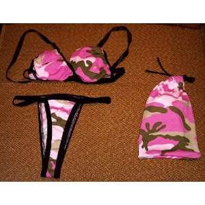   Hot Pink Camo Bra Thong Bag Set Teenie Size Fit Most 