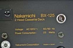 Nakamichi Stereo Cassette Deck Tape Player Recorder BX 125  
