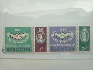 INTERNATIONAL (2 BLOCK) BERMUDA STAMPS 199 200 1965 CO OPERATION SET 