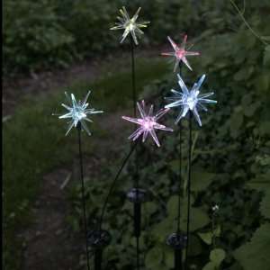 Pack Flexible Solar Garden Stakes With Color Changing Mini 3 Stars 