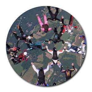 Sky Diving Sport Round Mouse Pad
