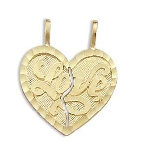  Love Breakable Heart Charm 14k Yellow Gold Pendant Jewel 
