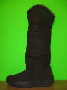   Tone Ups Brown Suede Leather Fuzzy Winter Boots Shoes Womens 11  