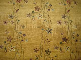 9x12 Khaki Charcoal Fine Plush Hand knotted Wool & Silk Jaipur Floral 