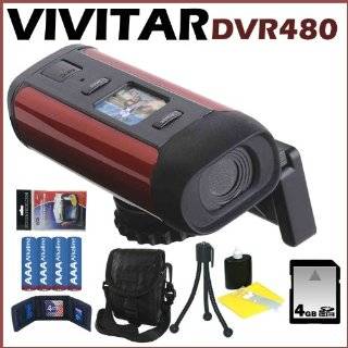 Vivitar DVR480 Helmet Digital Camcorder w/ 2.7 inch Screen Red + 4 GB 