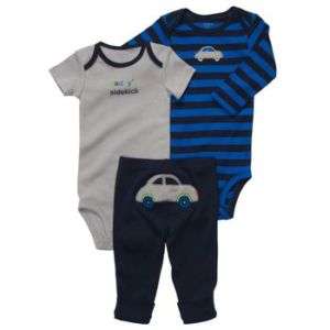 New Carters 3 Piece Car Sidekick Bodysuits Pant Set  