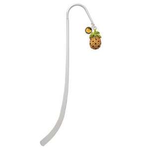  Pineapple Silver Plated Charm Bookmark with Topaz 