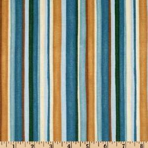  45 Wide Stripes Blue/Tan Fabric By The Yard Arts 