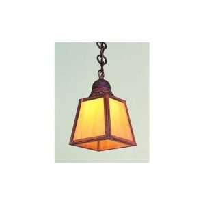   Light Mini Pendant in Mission Brown with Gold White Iridescent glass