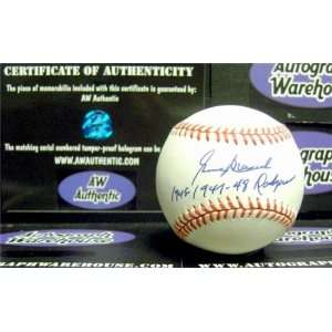 Gene Mauch Autographed/Hand Signed Baseball inscribed 1945 1947 48 