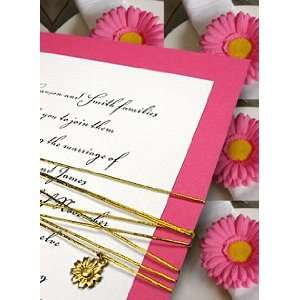  Wedding Invitations Kit Berry Pink with Gold Cord and 