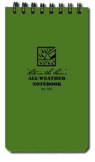 Rite In The Rain 3X5 Green Tactical Waterproof Notebook 632281935117 