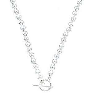 Sterling Silver T Bar Bead Necklace   S00218   Bead Width 6mm   Length 