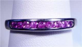 Pink Sapphire Channel Set 925 Sterling Silver Band Ring  