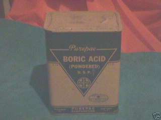 purepac boric acid vintage tin pharmaceutical tin  