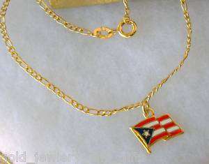 NEW 18K GOLD gf Cute PUERTO RICAN FLAG Charm ANKLET 10  
