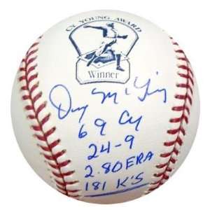  Autographed Denny McLain Ball   CY Young Stat PSA DNA 