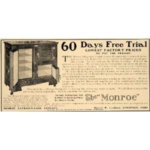   Ad Monroe Refrigerator Cabinet Free Trial Ohio   Original Print Ad