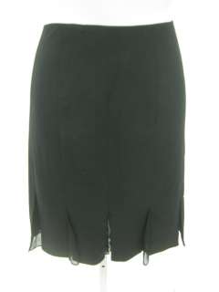 ELIE TAHARI Black Wool Pleated Sheer Detail Skirt Sz 2  