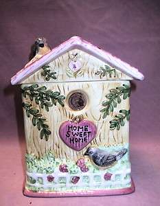 Country Designs Home Sweet Home Bird House Shaped Ceramic Cookie Jar 