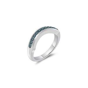  0.26 Cts Blue Diamond Wrap Wedding Band in 14K White Gold 
