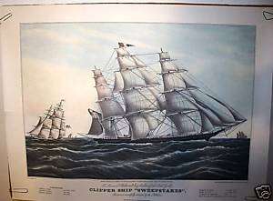 Currier Print   CLIPPER SHIP SWEEPSTAKES (Repro.)  