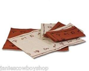 Western Branded Placemats17x14 Napkins 20x 20 RUST  