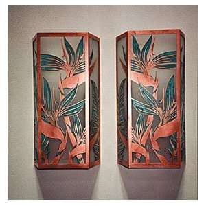  Bird of Paradise Copper Wall Sconce (Left)